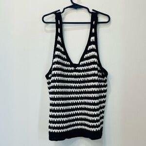 Freshman Knit Tank Top Blue White Striped NWOT Medium crochet